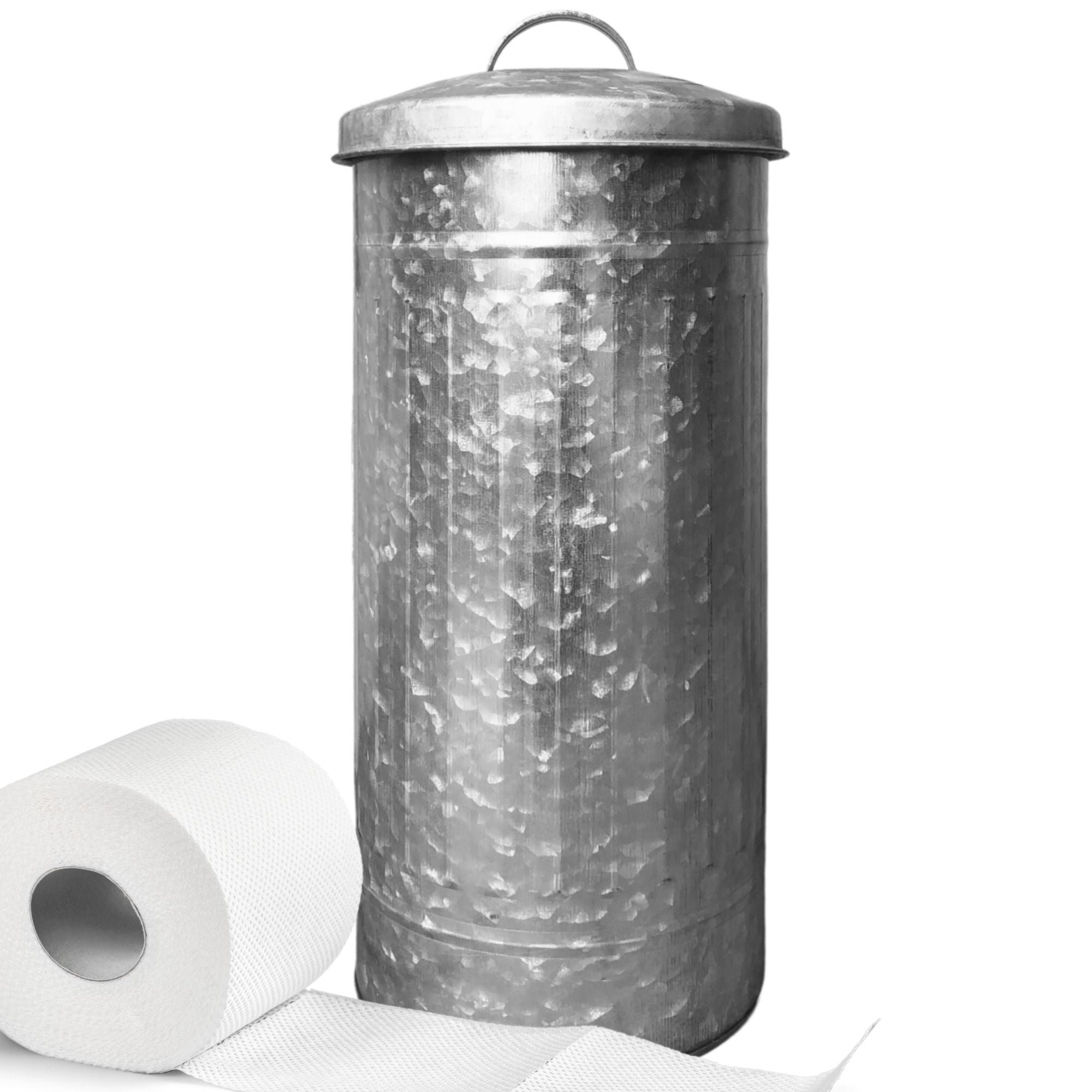 Galvanized Farmhouse Toilet Paper Holder Storage Canister - Rustic