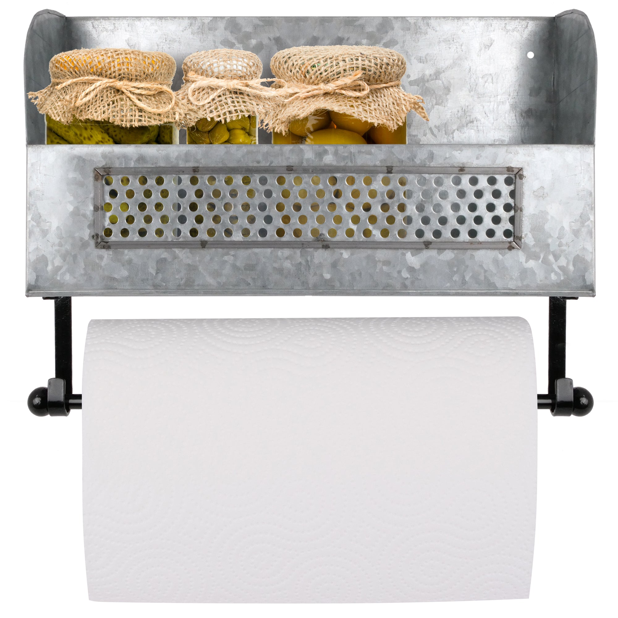 Wall Mounted Galvanized Paper Towel Holder with Shelf Autumn Alley