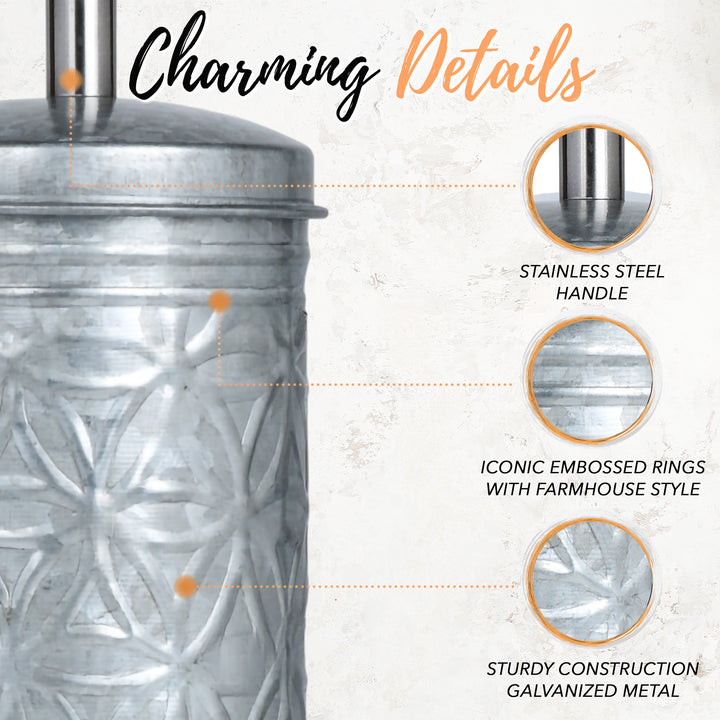 Jamie Line Galvanized Toilet Brush with Holder
