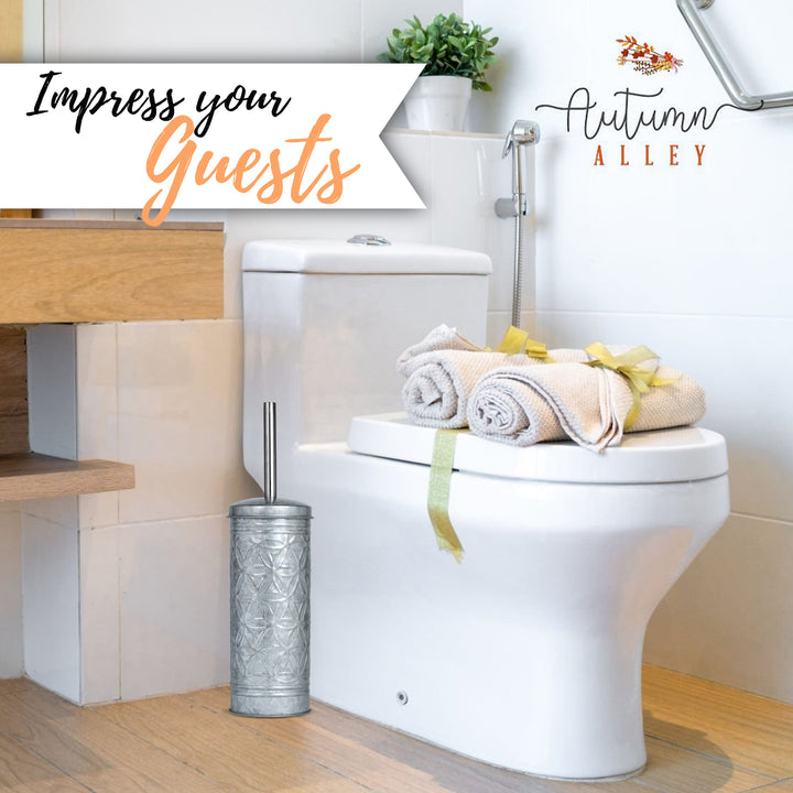 Jamie Line Galvanized Toilet Brush with Holder