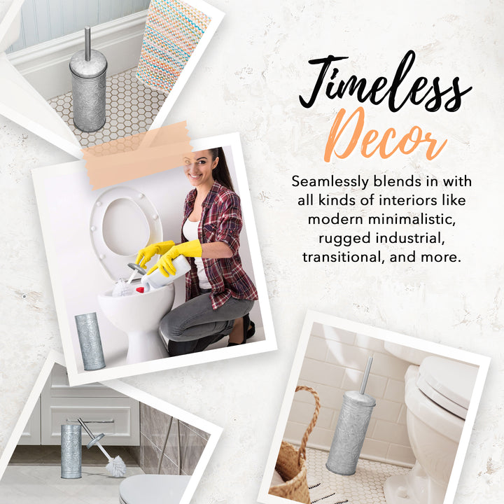 Jamie Line Galvanized Toilet Brush with Holder