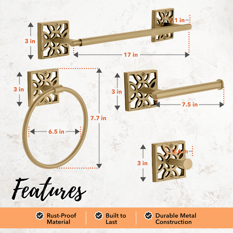 5-Piece Jamie Collection Bathroom Accessories Set - Gold