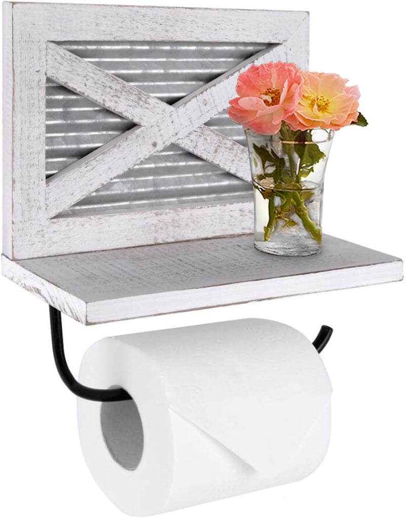 White Barn Door Toilet Paper w/ Shelf