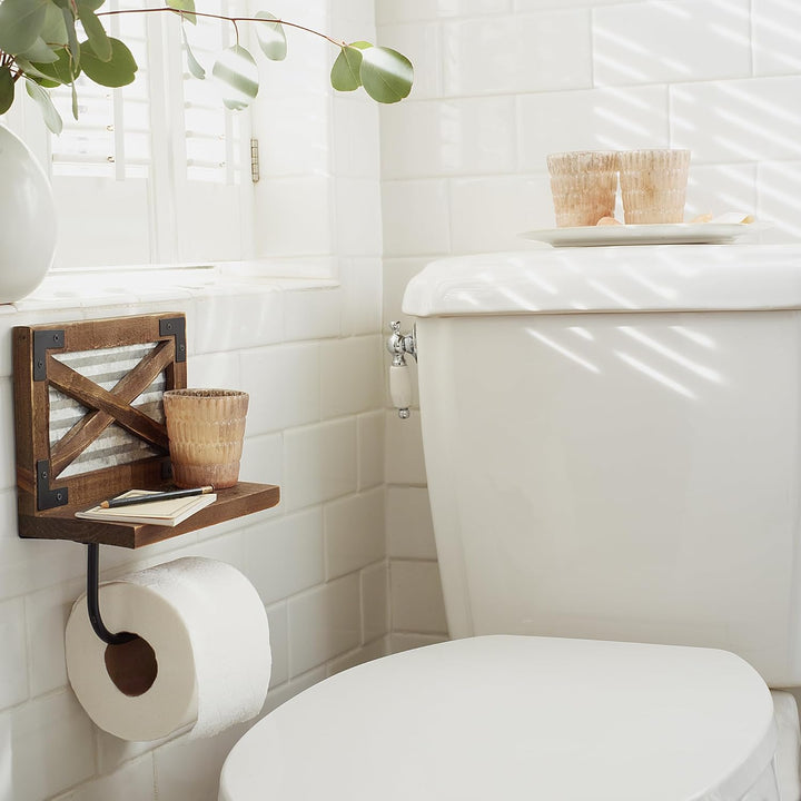 Barn Door Shelf Toilet Paper Holder with Brackets
