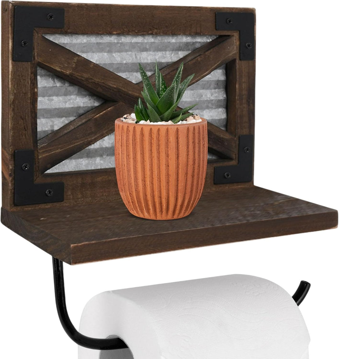 Barn Door Shelf Toilet Paper Holder with Brackets