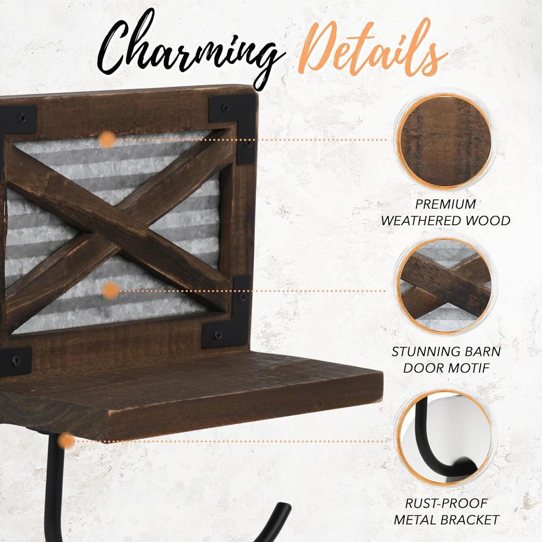 Barn Door Shelf Toilet Paper Holder with Brackets