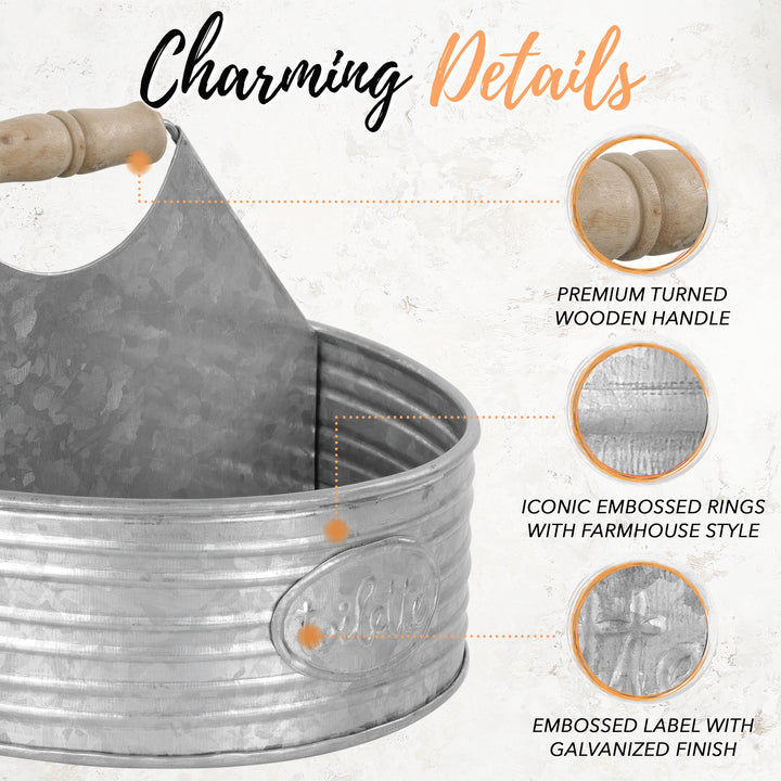 Galvanized Metal Large Toilet Caddy