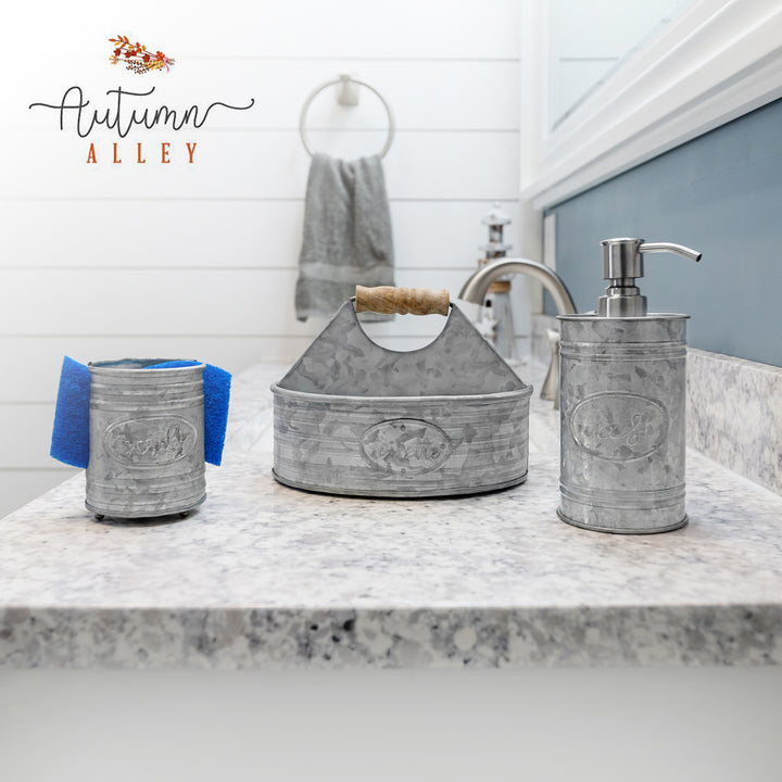 Galvanized Metal Large Toilet Caddy