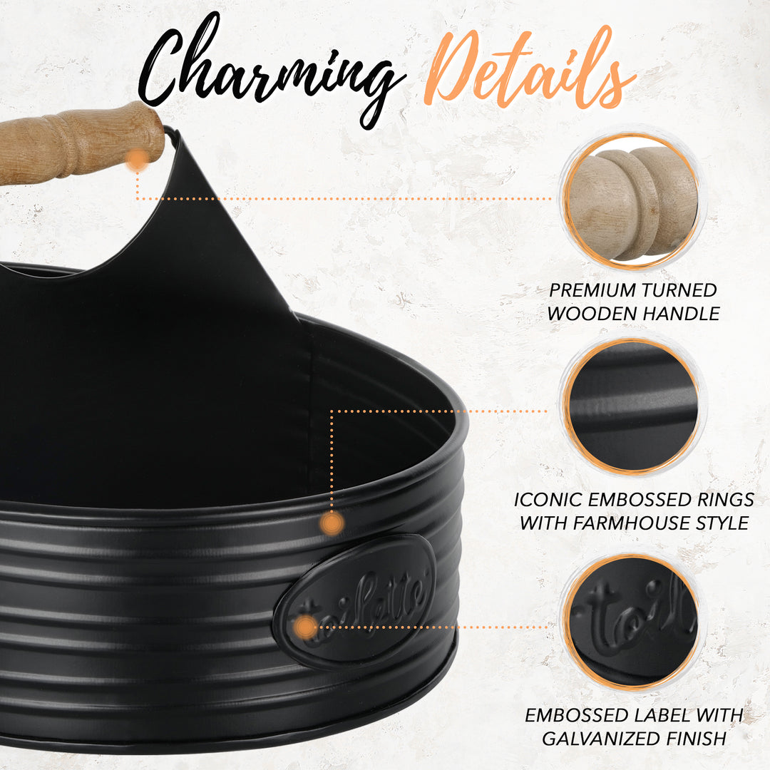 Black Metal Large Toilet Caddy
