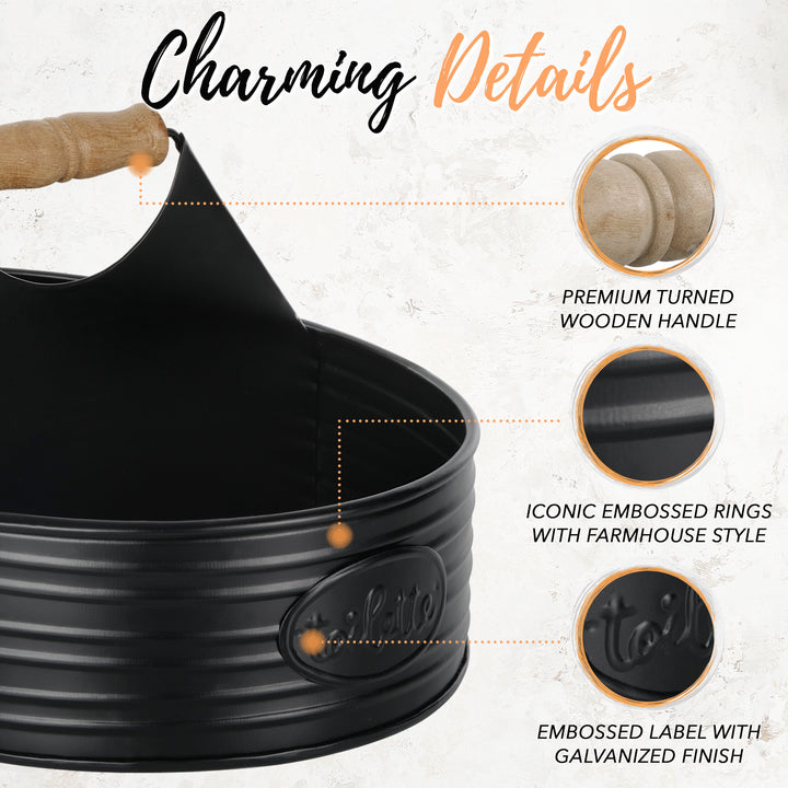Black Metal Large Toilet Caddy