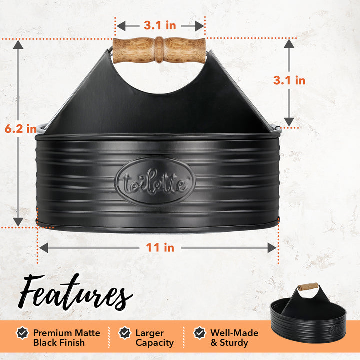 Black Metal Large Toilet Caddy