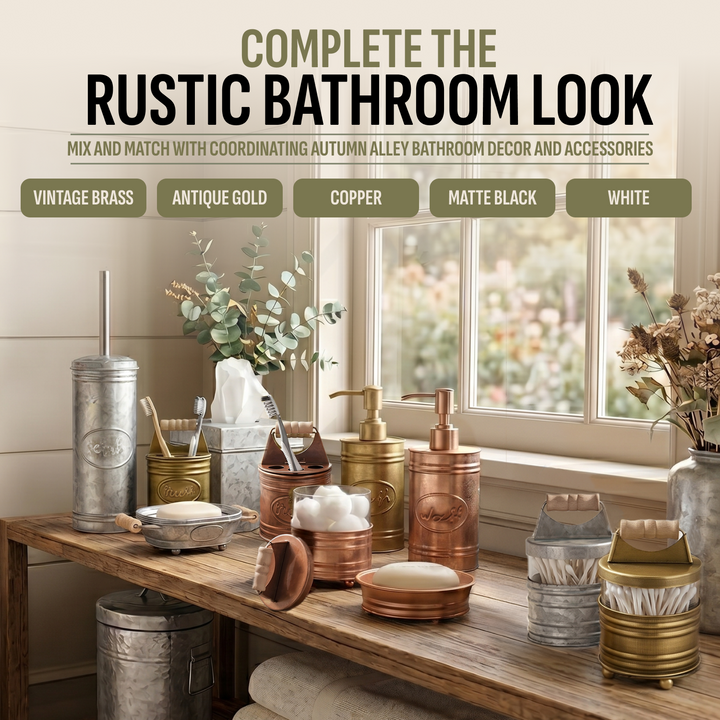 Copper Farmhouse Bathroom Accessory Set | Rustic Metal Bath Décor