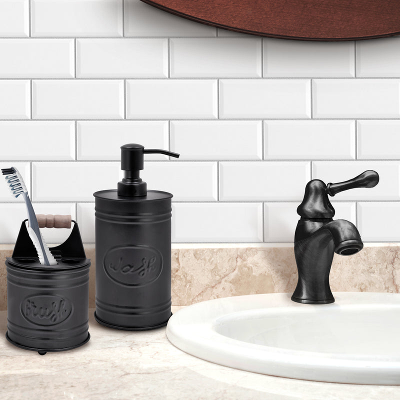 Autumn Alley Matte Black 2 Piece Bathroom Set with Soap Dispenser and Toothbrush Holder by Farmhouse Sink