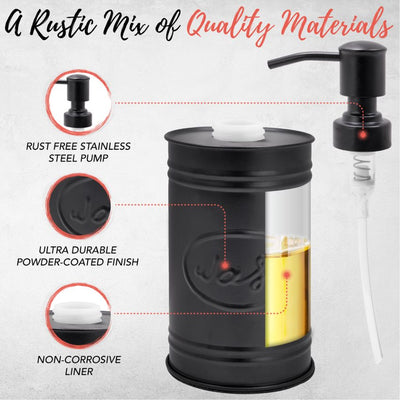 Autumn Alley Bathroom Set Matte Black Soap Dispenser'A Rustic Mix of Quality Materials': 'Rust Free Stainless Steel Pump' 'Ultra Drable Powder Coated Finish' 'Non-Corrosive Liner'