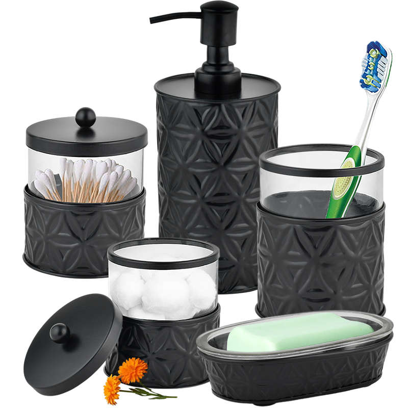 5-Piece Matte Black Bathroom Accessories Set