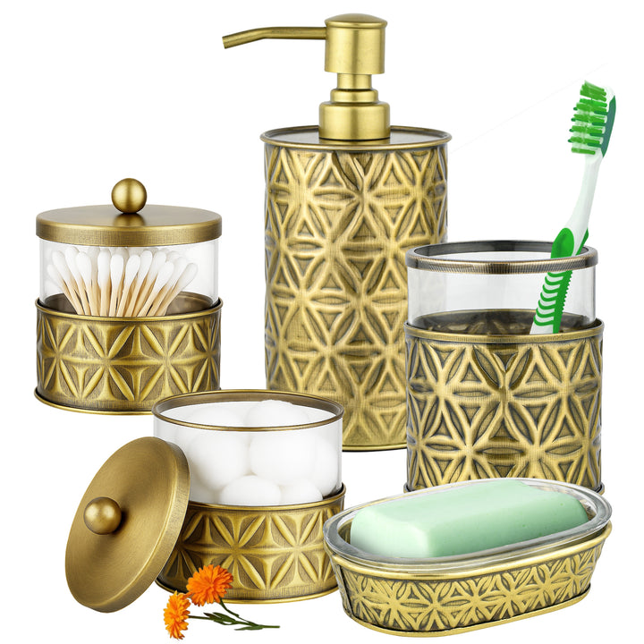 5-Piece Champagne Gold Bathroom Accessories Set - Luxury Bathroom Decor Autumn Alley 5-Piece Champagne Gold Bathroom Accessories Set - Luxury Bathroom Decor Autumn Alley