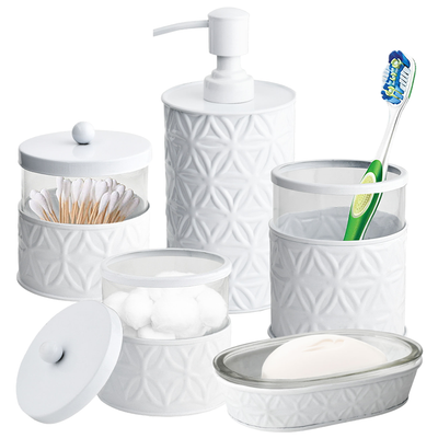 5-Piece White Jamie Line Bathroom Accessories Set