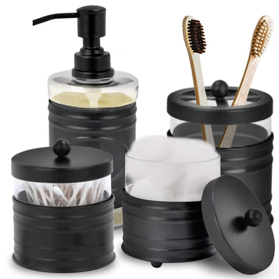 4-Piece Glass and Black Bathroom Set