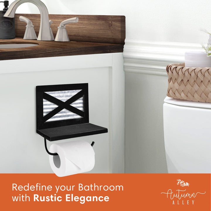 Black Barn Door Toilet Paper w/ Shelf