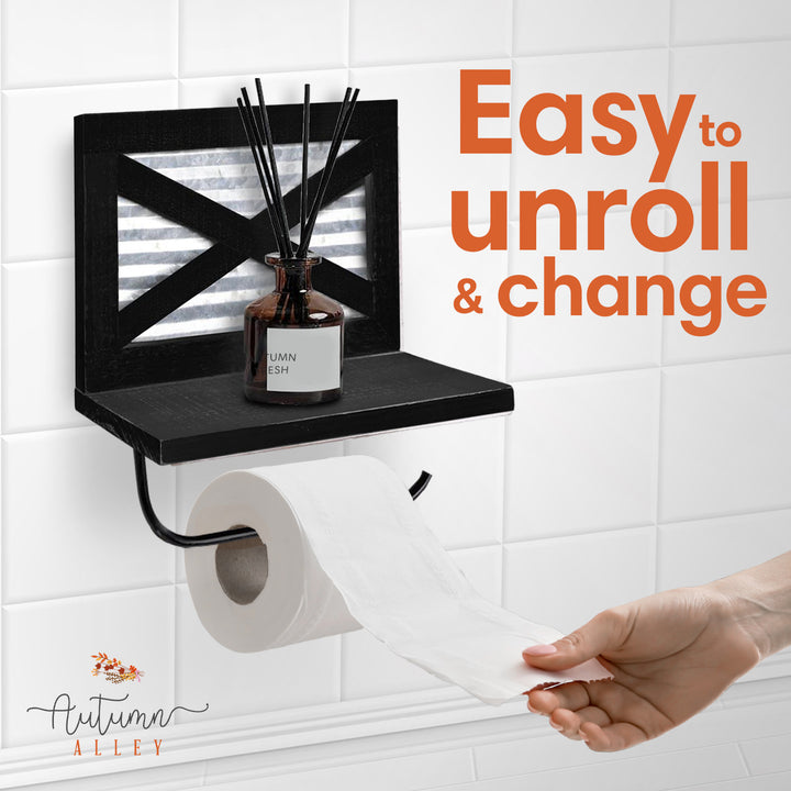 Black Barn Door Toilet Paper w/ Shelf