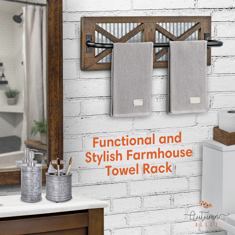 Galvanized Barn Door Towel Rack