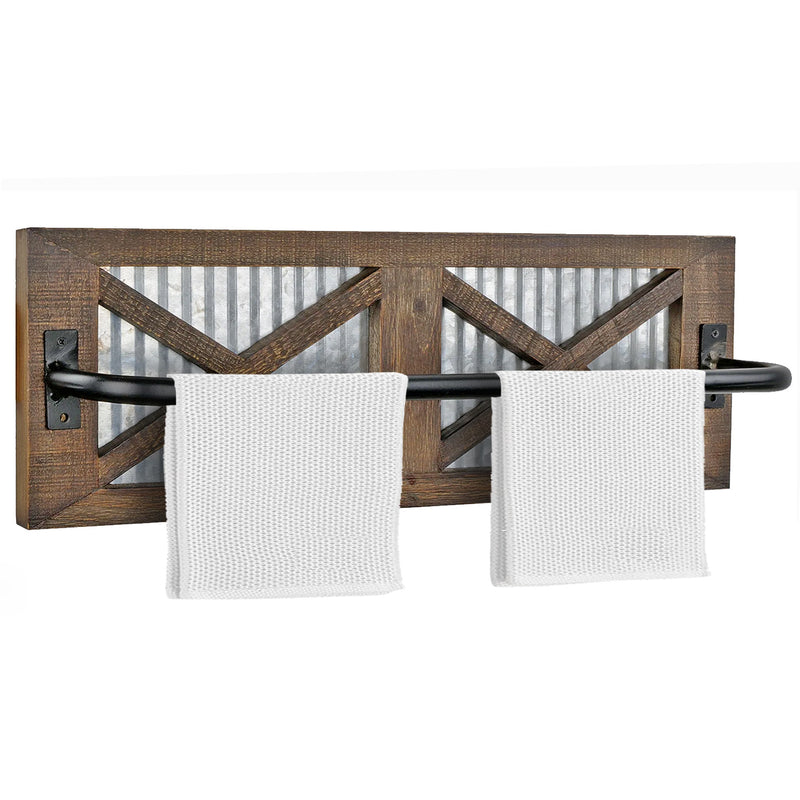 thumbnail image 2 of Butizone Autumn Rustic Farmhouse Barn Door Towel Rack - Solid Wood & Galvanized Metal, Wall Mounted, 16.5" 2 of 6