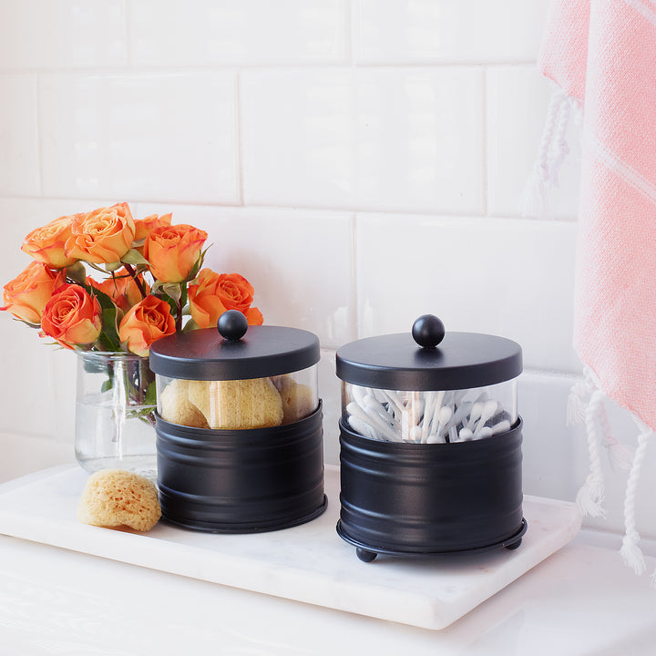 Black Metal Apothecary Jars Set