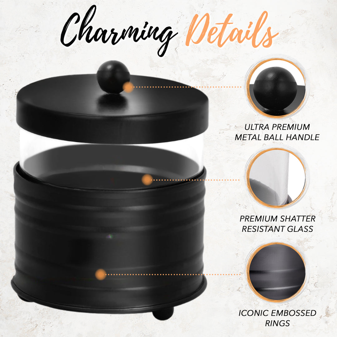 Black Metal Apothecary Jars Set