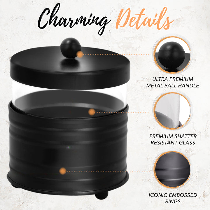 Black Metal Apothecary Jars Set