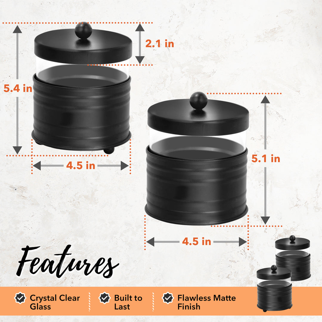 Black Metal Apothecary Jars Set