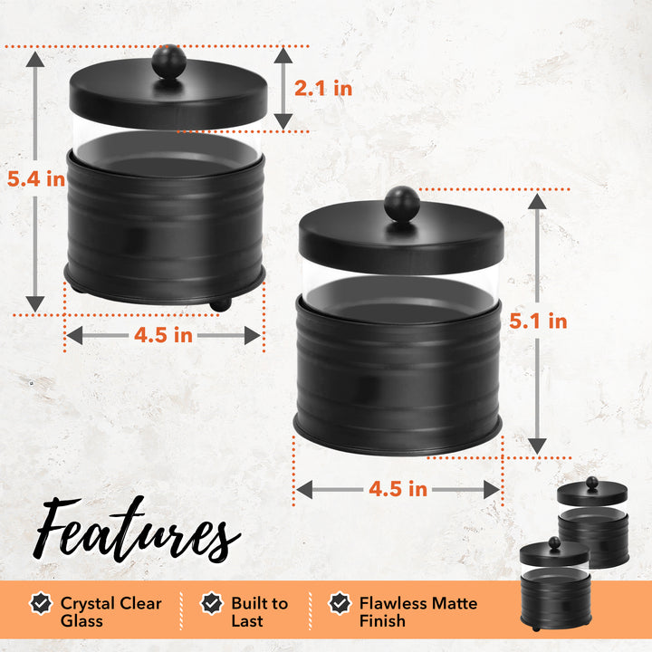 Black Metal Apothecary Jars Set