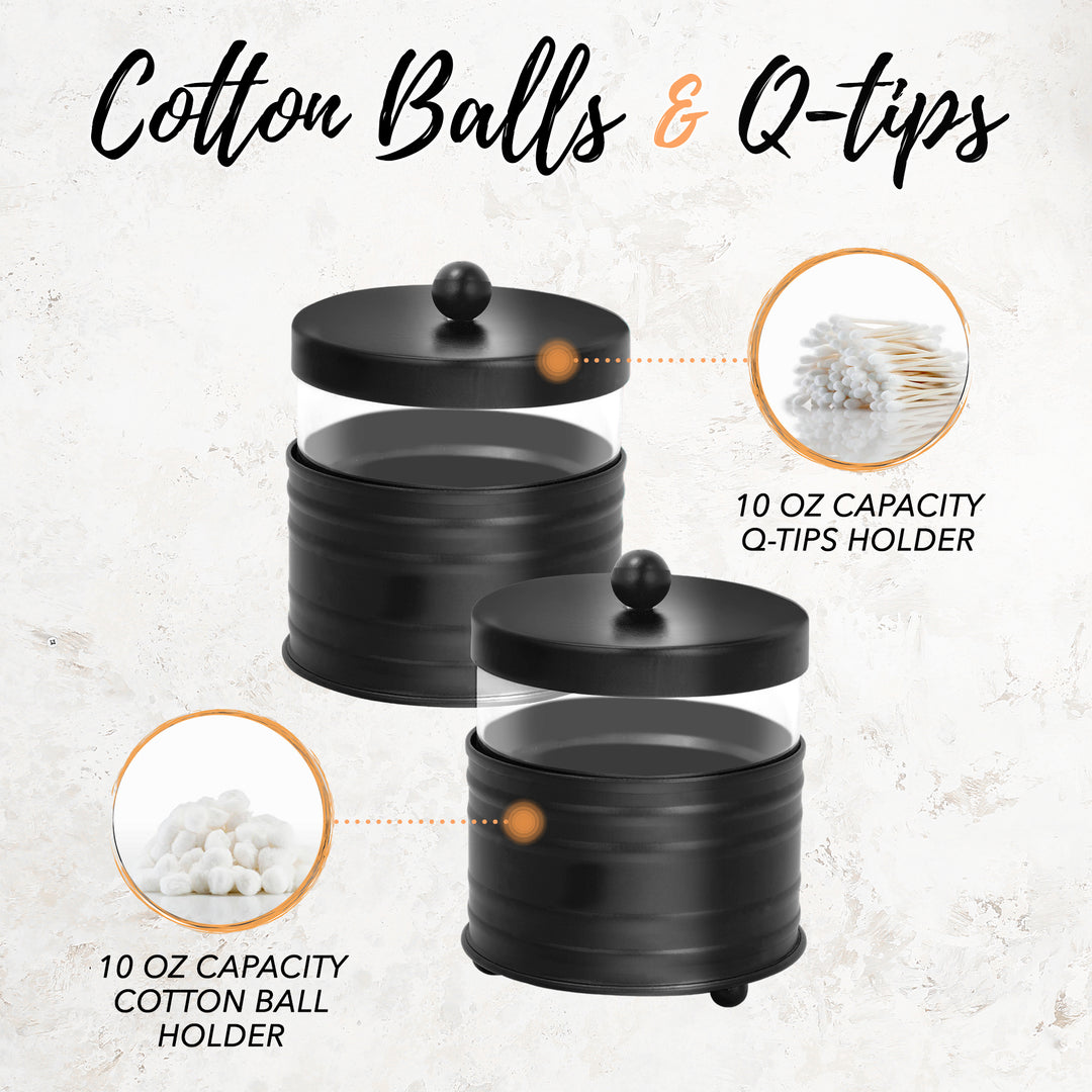 Black Metal Apothecary Jars Set