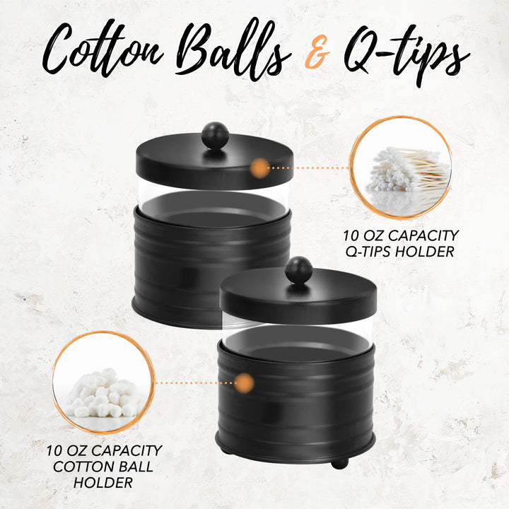 Black Metal Apothecary Jars Set