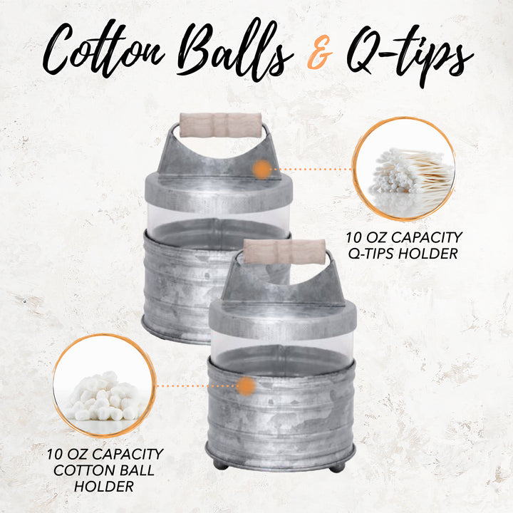 Galvanized Metal Apothecary Jars w/ Wooden Handles