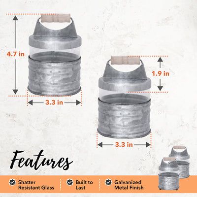 Galvanized Metal Apothecary Jars w/ Wooden Handles