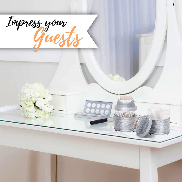 Galvanized Metal Apothecary Jars w/ Wooden Handles
