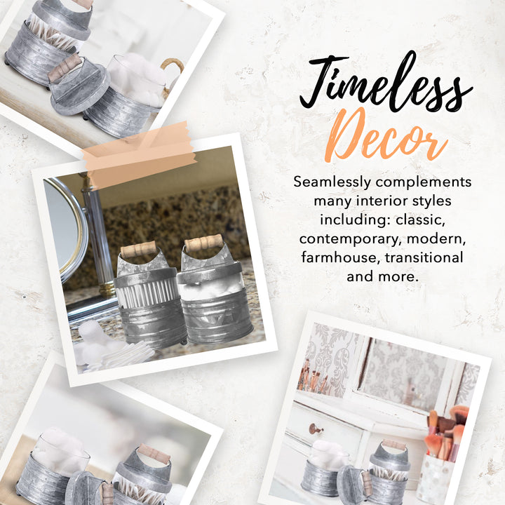 Galvanized Metal Apothecary Jars w/ Wooden Handles