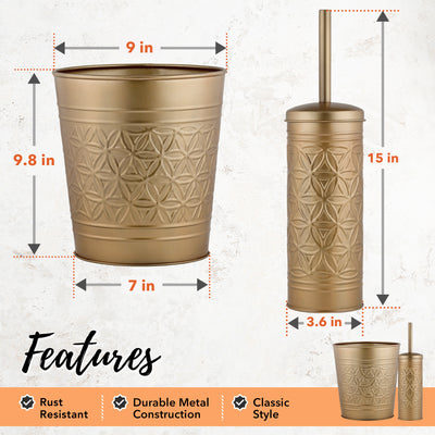 Jamie Collection Trash Can & Toilet Brush Set