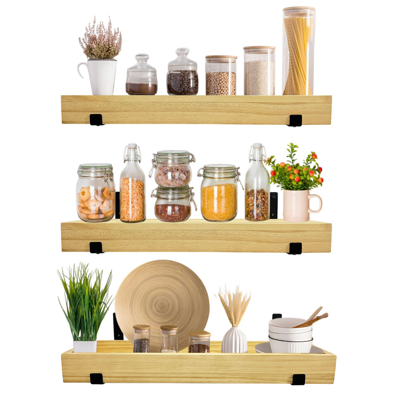 Autumn Alley 3-Tier Floating Wood Shelves for Wall-Use as Trays or Wall Shelves