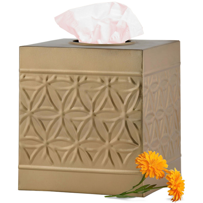 Jamie Line Gold Metal Square Tissue Box