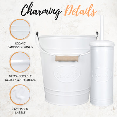 White Label Line Trash Pail & Toilet Brush Set