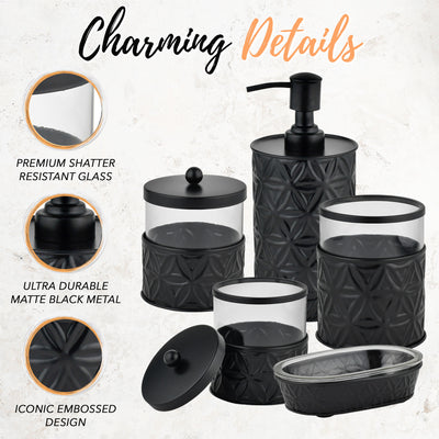 5-Piece Matte Black Bathroom Accessories Set