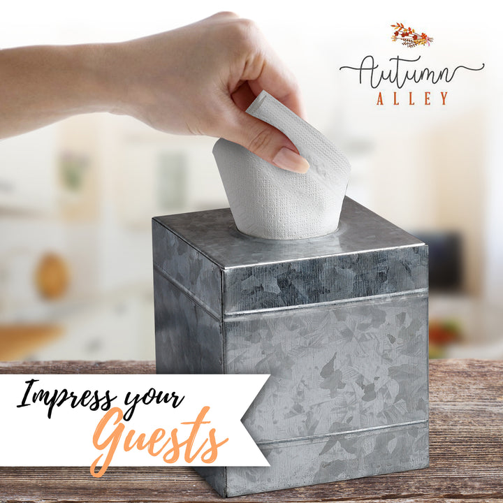 Galvanized Metal Square Tissue Box