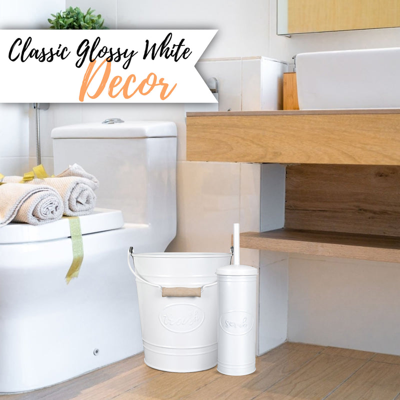 White Label Line Trash Pail & Toilet Brush Set
