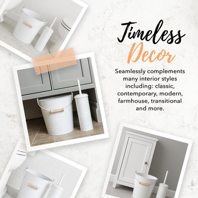 White Label Line Trash Pail & Toilet Brush Set