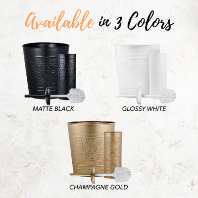 Jamie Collection Trash Can & Toilet Brush Set