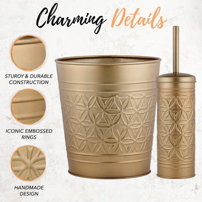 Jamie Collection Trash Can & Toilet Brush Set