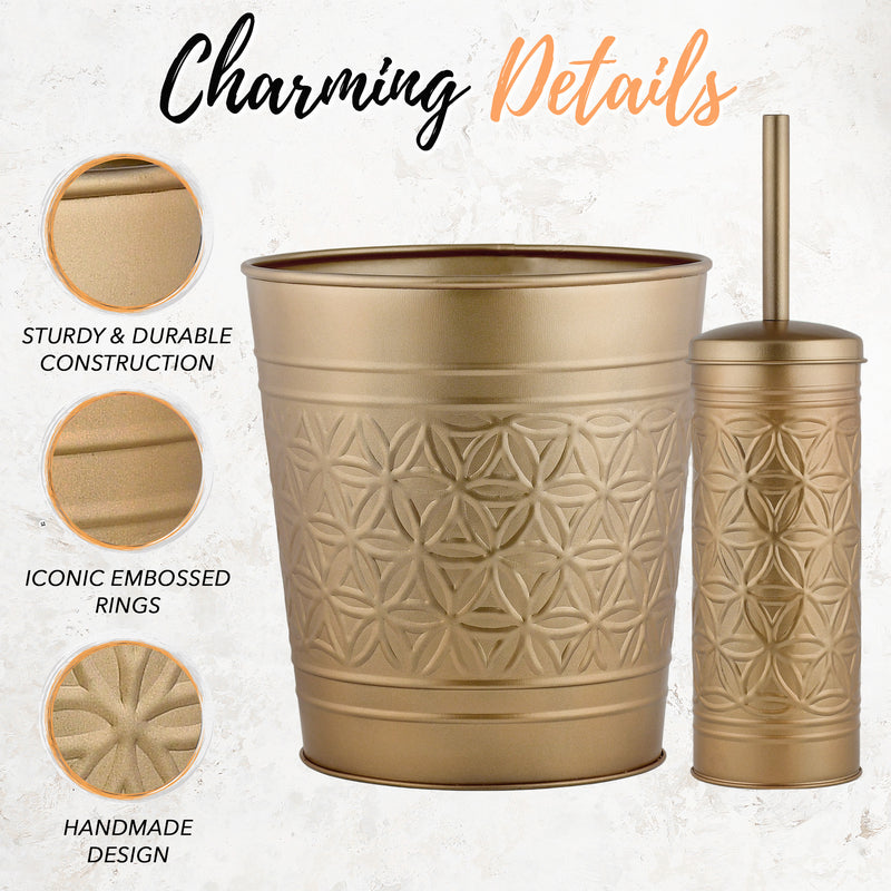 Jamie Collection Trash Can & Toilet Brush Set