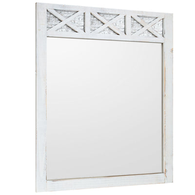 Barn Door White Farmhouse Mirror 28" x 34"