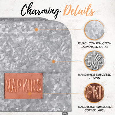 Copper Label Galvanized Napkin Holder